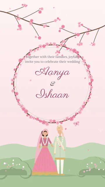 Cherry Blossom wedding invitation template