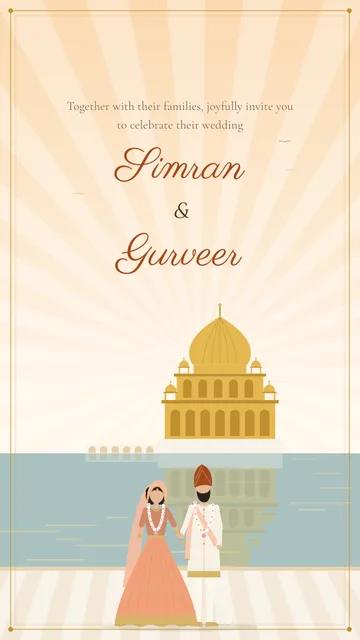 Golden Sarovar wedding invitation template